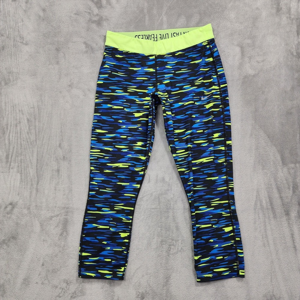 Nike Leggings Womens M Multicolor Dri-FIT Relay Capri Running Camo Athletic‎ Gym